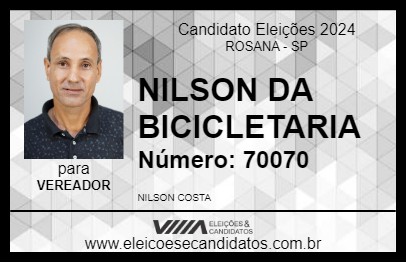 Candidato NILSON DA BICICLETARIA 2024 - ROSANA - Eleições