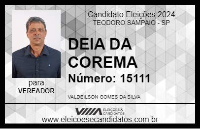 Candidato DEIA DA COREMA 2024 - TEODORO SAMPAIO - Eleições