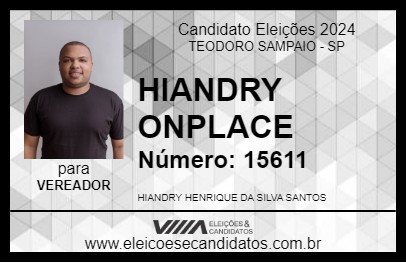 Candidato HIANDRY ONPLACE 2024 - TEODORO SAMPAIO - Eleições