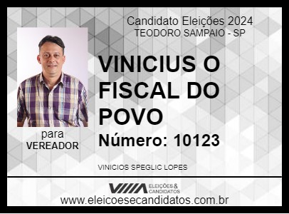 Candidato VINICIUS O FISCAL DO POVO 2024 - TEODORO SAMPAIO - Eleições