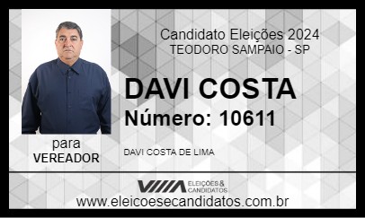 Candidato DAVI COSTA 2024 - TEODORO SAMPAIO - Eleições