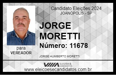 Candidato JORGE MORETTI 2024 - JOANÓPOLIS - Eleições