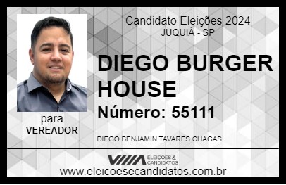 Candidato DIEGO BURGER HOUSE 2024 - JUQUIÁ - Eleições