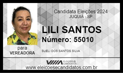 Candidato LILI SANTOS 2024 - JUQUIÁ - Eleições