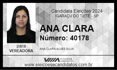 Candidato ANA CLARA 2024 - IGARAÇU DO TIETÊ - Eleições