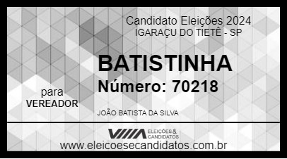 Candidato BATISTINHA 2024 - IGARAÇU DO TIETÊ - Eleições