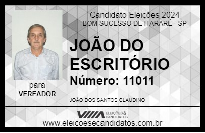 Candidato JOÃO DO ESCRITÓRIO 2024 - BOM SUCESSO DE ITARARÉ - Eleições