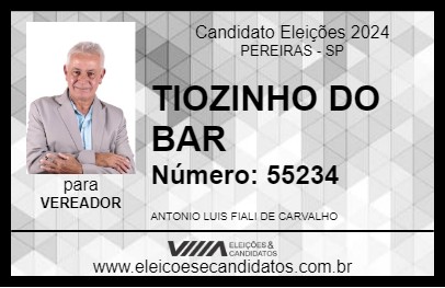 Candidato TIOZINHO DO BAR 2024 - PEREIRAS - Eleições