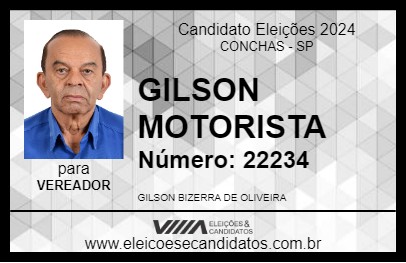 Candidato GILSON MOTORISTA 2024 - CONCHAS - Eleições