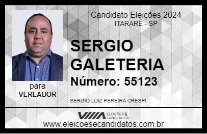 Candidato SERGIO CRESPI 2024 - ITARARÉ - Eleições