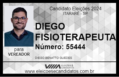 Candidato DIEGO FISIOTERAPEUTA 2024 - ITARARÉ - Eleições