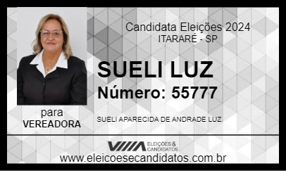 Candidato SUELI LUZ 2024 - ITARARÉ - Eleições