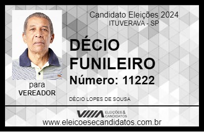 Candidato DÉCIO FUNILEIRO 2024 - ITUVERAVA - Eleições