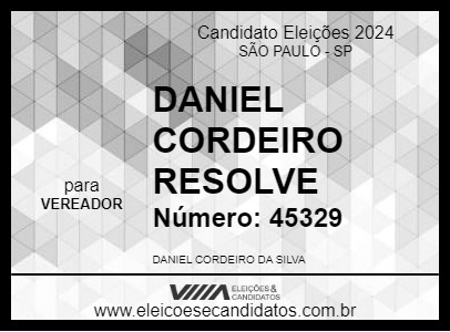 Candidato DANIEL CORDEIRO RESOLVE 2024 - SÃO PAULO - Eleições