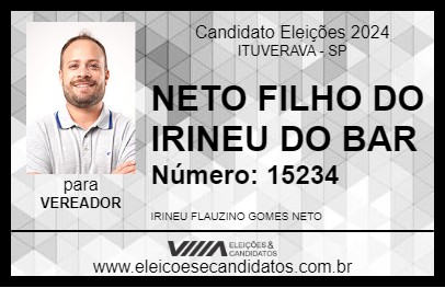 Candidato NETO FILHO DO IRINEU DO BAR 2024 - ITUVERAVA - Eleições