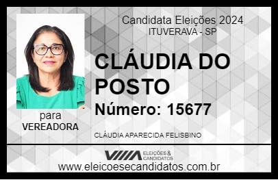 Candidato CLÁUDIA DO POSTO 2024 - ITUVERAVA - Eleições