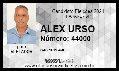 Candidato ALEX URSO 2024 - ITARARÉ - Eleições