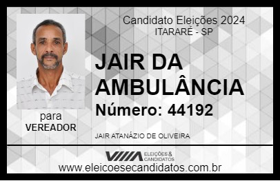 Candidato JAIR ATANÁZIO 2024 - ITARARÉ - Eleições