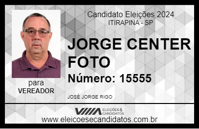 Candidato JORGE CENTER FOTO 2024 - ITIRAPINA - Eleições