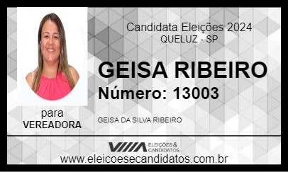 Candidato GEISA RIBEIRO 2024 - QUELUZ - Eleições