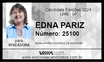 Candidato EDNA PARIZ 2024 - LEME - Eleições