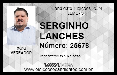 Candidato SERGINHO LANCHES 2024 - LEME - Eleições