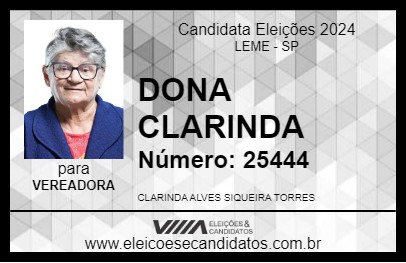 Candidato DONA CLARINDA 2024 - LEME - Eleições