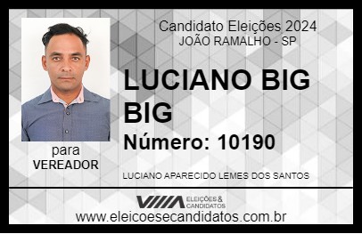 Candidato LUCIANO BIG BIG 2024 - JOÃO RAMALHO - Eleições