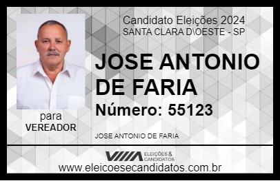 Candidato JOSE ANTONIO DE FARIA 2024 - SANTA CLARA D\OESTE - Eleições