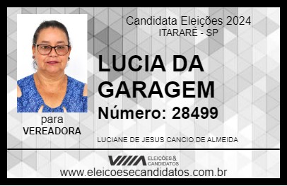 Candidato LUCIA DA NOVO HORIZONTE 2024 - ITARARÉ - Eleições