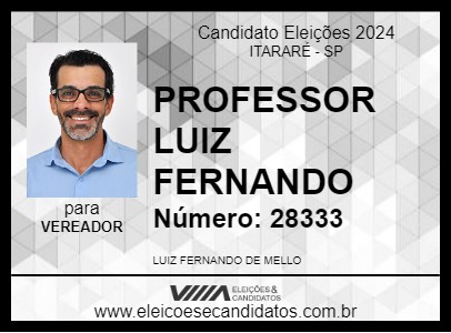 Candidato PROFESSOR LUIZ FERNANDO 2024 - ITARARÉ - Eleições