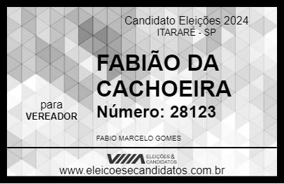 Candidato FABIÃO DA CACHOEIRA 2024 - ITARARÉ - Eleições