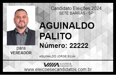 Candidato AGUINALDO PALITO 2024 - SETE BARRAS - Eleições