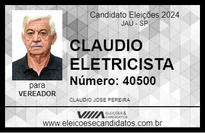 Candidato CLAUDIO ELETRICISTA 2024 - JAÚ - Eleições