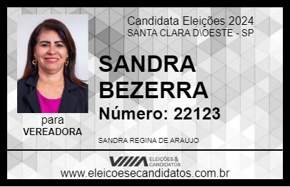 Candidato SANDRA BEZERRA 2024 - SANTA CLARA D\OESTE - Eleições