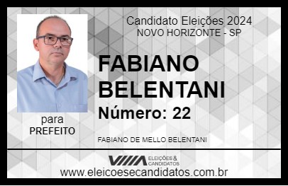 Candidato FABIANO BELENTANI 2024 - NOVO HORIZONTE - Eleições