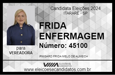 Candidato FRIDA ENFERMAGEM 2024 - ITARARÉ - Eleições