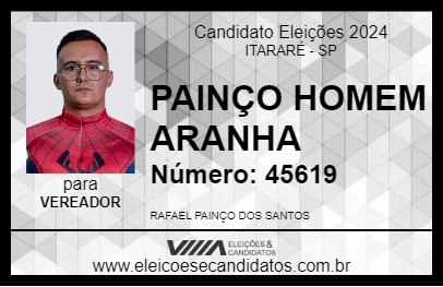 Candidato PAINÇO HOMEM ARANHA 2024 - ITARARÉ - Eleições