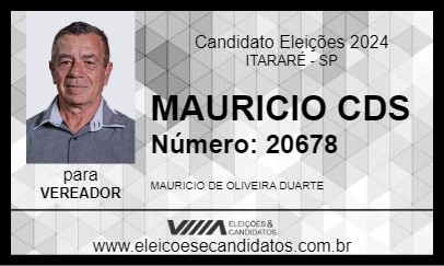 Candidato MAURICIO CDS 2024 - ITARARÉ - Eleições