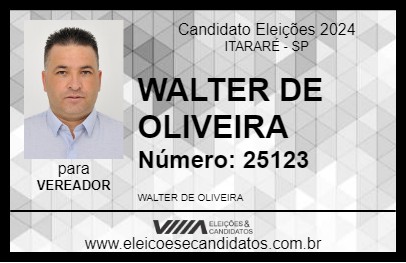 Candidato WALTER DE OLIVEIRA 2024 - ITARARÉ - Eleições