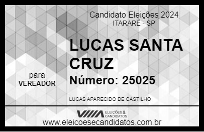 Candidato LUCAS SANTA CRUZ 2024 - ITARARÉ - Eleições