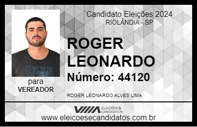 Candidato ROGER LEONARDO 2024 - RIOLÂNDIA - Eleições