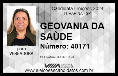 Candidato GEOVANIA DA SAÙDE 2024 - ITIRAPINA - Eleições