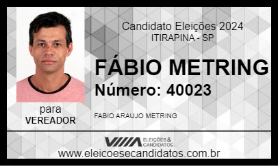 Candidato FÁBIO METRING 2024 - ITIRAPINA - Eleições