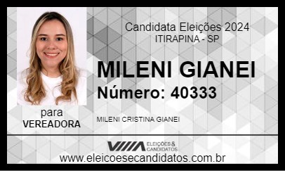 Candidato MILENI GIANEI 2024 - ITIRAPINA - Eleições