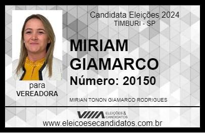 Candidato MIRIAM GIAMARCO 2024 - TIMBURI - Eleições