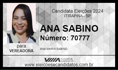 Candidato ANA SABINO 2024 - ITIRAPINA - Eleições