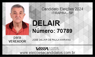 Candidato DELAIR 2024 - ITIRAPINA - Eleições