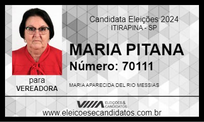 Candidato MARIA PITANA 2024 - ITIRAPINA - Eleições