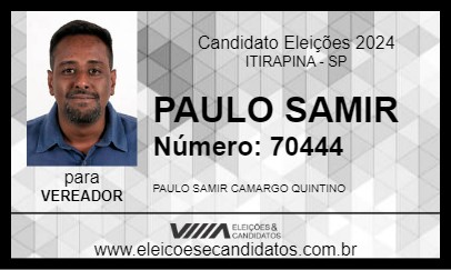 Candidato PAULO SAMIR 2024 - ITIRAPINA - Eleições